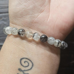 Tourmalinated Quartz Bracelet - A Grade | Energetic Harmoniser