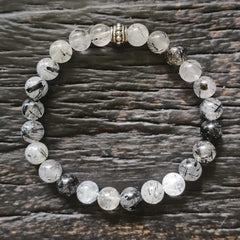 Tourmalinated Quartz Bracelet - A Grade | Energetic Harmoniser
