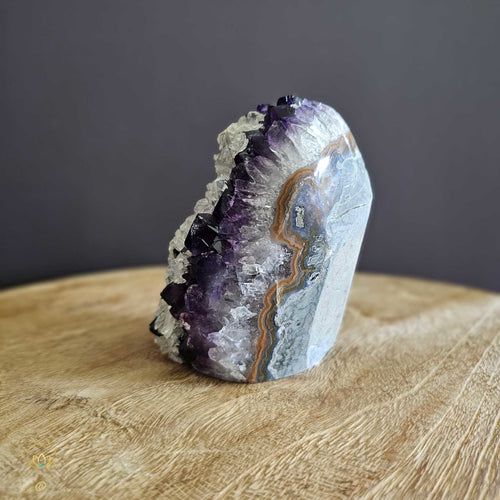 A+ Grade Amethyst With Calcite Inclusions | Cut Base Geode 1.2kgs