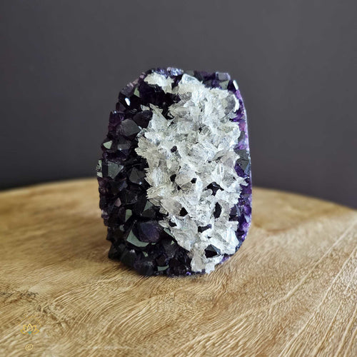 A+ Grade Amethyst With Calcite Inclusions | Cut Base Geode 1.2kgs