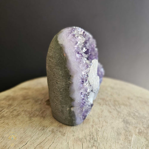 A+ Grade Amethyst With Calcite Inclusions | Cut Base Geode 850gms
