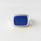 Men’s Lapis Lazuli Sleek Signet Ring – Sterling Silver