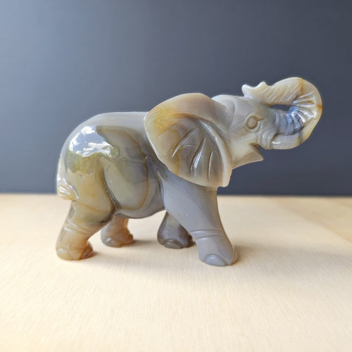 Agate Elephant Carving | 525gm