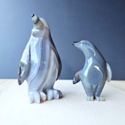 Agate Penguin Pair Carvings | A Special Bond