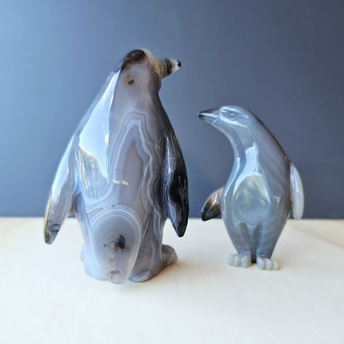 Agate Penguin Pair Carvings | A Special Bond