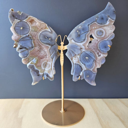 Agate & Quartz Butterfly Wings | On Stand 1.2kg