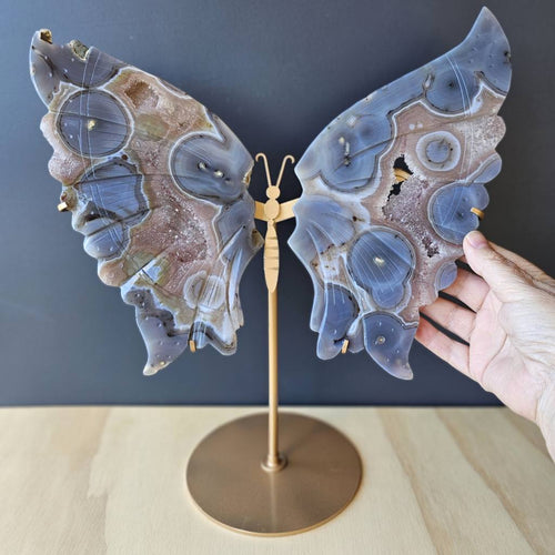Agate & Quartz Butterfly Wings | On Stand 1.2kg