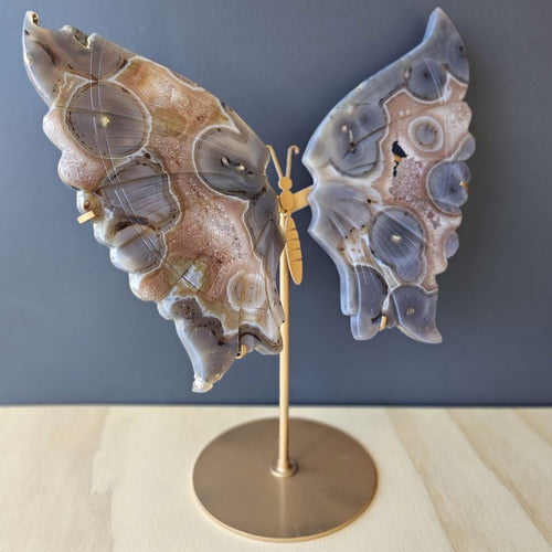 Agate & Quartz Butterfly Wings | On Stand 1.2kg