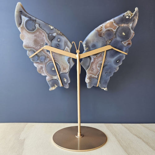 Agate & Quartz Butterfly Wings | On Stand 1.2kg