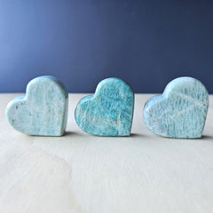 Amazonite, Golden Healer, Rose Quartz Standing Hearts | The Aligned Heart Set