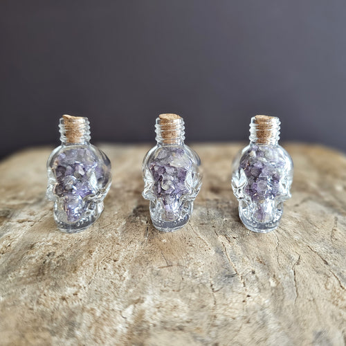 Amethyst Apparition | Crystal Chip Skull Bottles