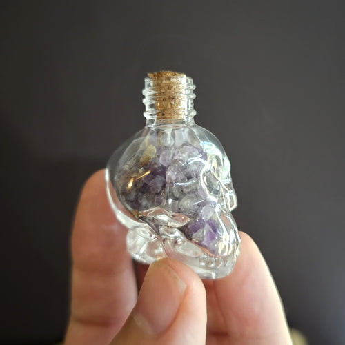Amethyst Apparition | Crystal Chip Skull Bottles