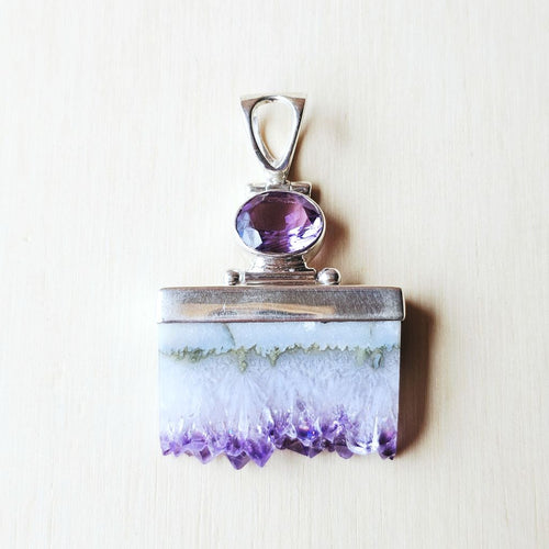 Amethyst Druzy Pendant | Twin Violet Flame