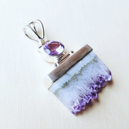 Amethyst Druzy Pendant | Twin Violet Flame