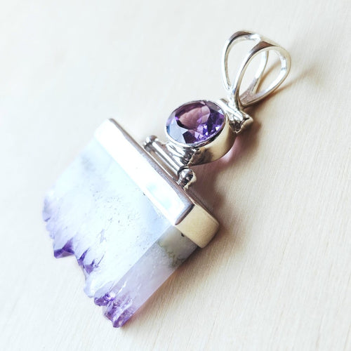 Amethyst Druzy Pendant | Twin Violet Flame