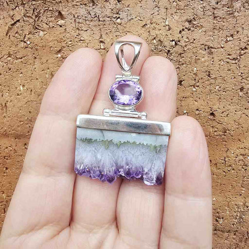 Amethyst Druzy Pendant | Twin Violet Flame
