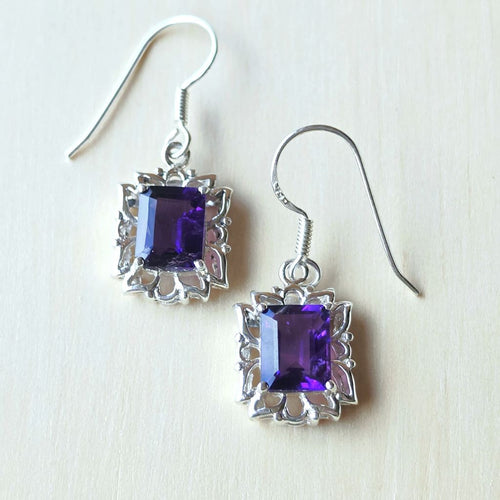 Amethyst Faceted Lotus Earrings | Inner Calm