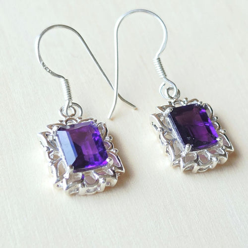 Amethyst Faceted Lotus Earrings | Inner Calm