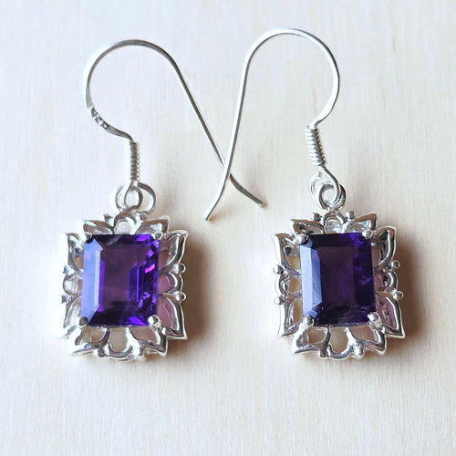 Amethyst Faceted Lotus Earrings | Inner Calm