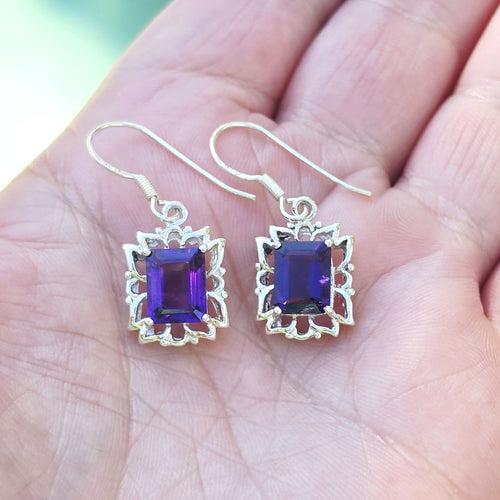 Amethyst Faceted Lotus Earrings | Inner Calm