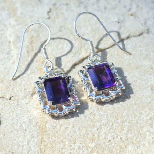 Amethyst Faceted Lotus Earrings | Inner Calm