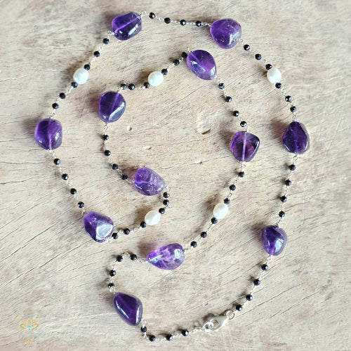 Amethyst Onyx Pearl Necklace | Trinity Of Strength