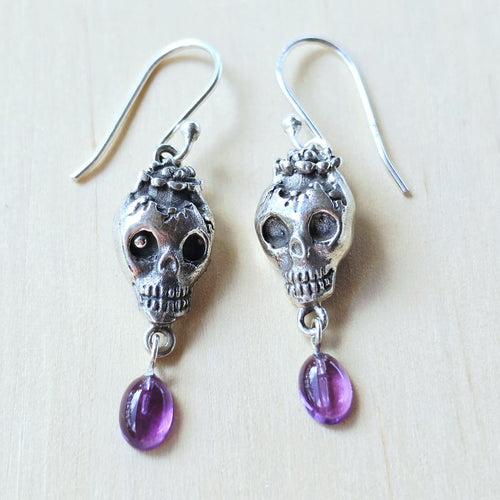 Amethyst Skull Earrings | Violet Afterlife