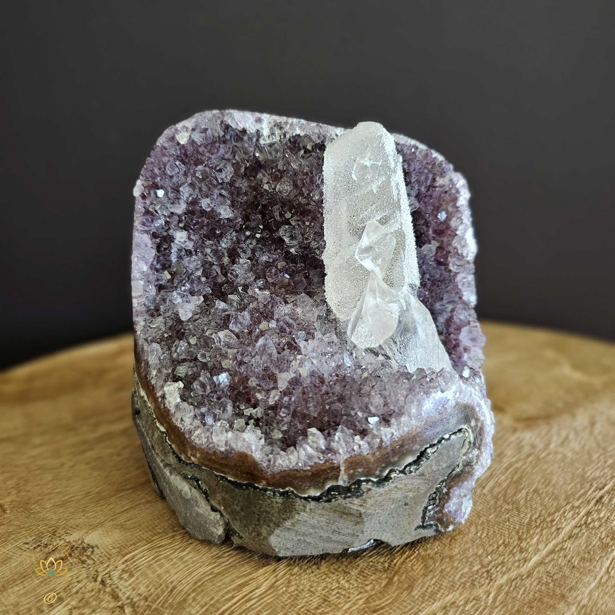 Amethyst With Calcite Inclusions | Cut Base Geode 1.9kgs – Divine ...