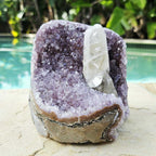 Amethyst Geode With Vertical Calcite Crystal | Uruguay