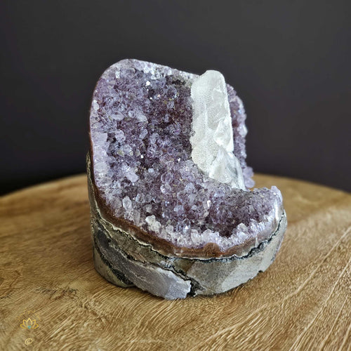 Amethyst With Calcite Inclusions | Cut Base Geode 1.9kgs