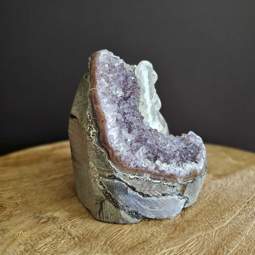 Amethyst With Calcite Inclusions | Cut Base Geode 1.9kgs