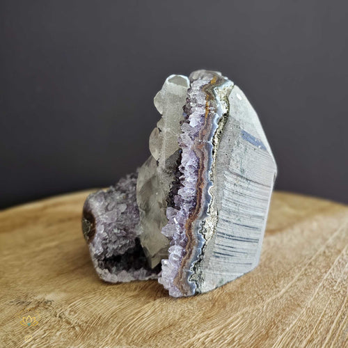 Amethyst With Calcite Inclusions | Cut Base Geode 1.9kgs