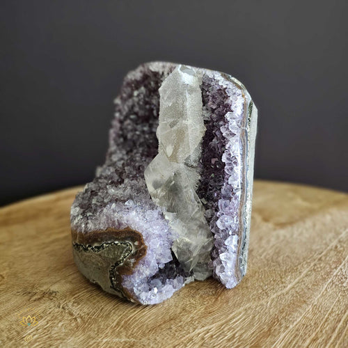 Amethyst With Calcite Inclusions | Cut Base Geode 1.9kgs