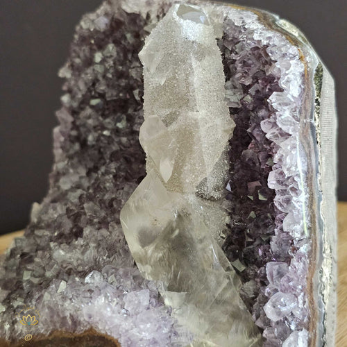 Amethyst With Calcite Inclusions | Cut Base Geode 1.9kgs