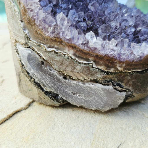 Amethyst Geode With Vertical Calcite Crystal | Uruguay