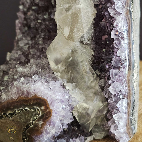 Amethyst With Calcite Inclusions | Cut Base Geode 1.9kgs