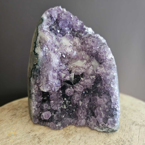 Amethyst With Calcite & Manganese Inclusions | Cut Base Geode 2.4kgs