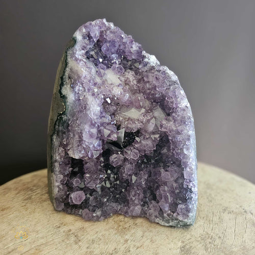 Amethyst With Calcite & Manganese Inclusions | Cut Base Geode 2.4kgs