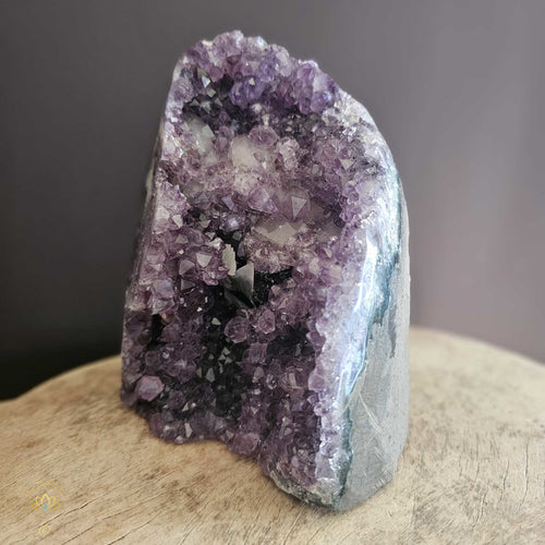 Amethyst With Calcite & Manganese Inclusions | Cut Base Geode 2.4kgs