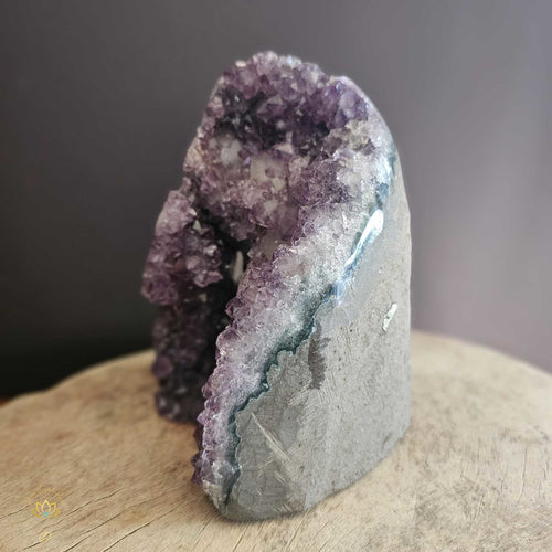 Amethyst With Calcite & Manganese Inclusions | Cut Base Geode 2.4kgs