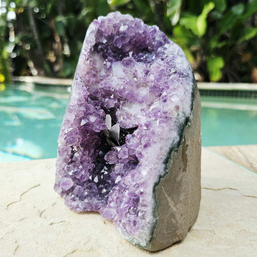 Amethyst Geode With White Scalenohedral Calcite | Uruguay