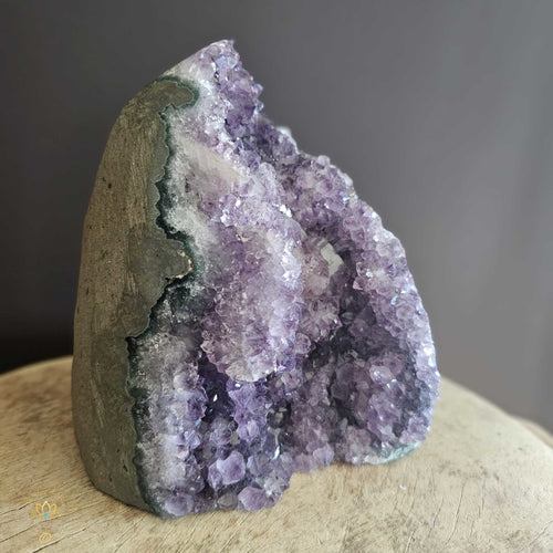 Amethyst With Calcite & Manganese Inclusions | Cut Base Geode 2.4kgs