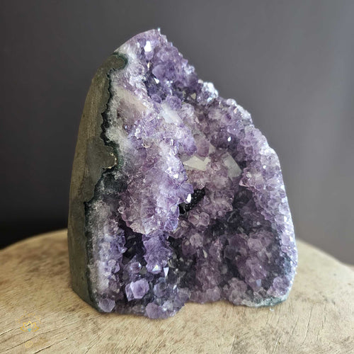 Amethyst With Calcite & Manganese Inclusions | Cut Base Geode 2.4kgs