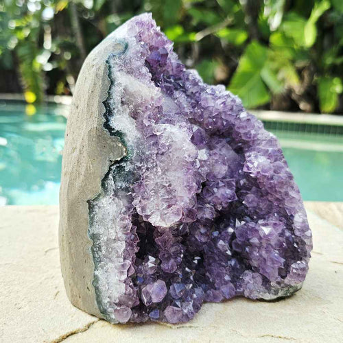 Amethyst Geode With White Scalenohedral Calcite | Uruguay