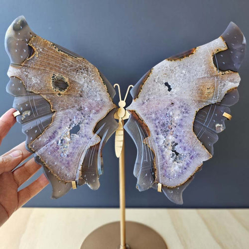 Amethyst & Agate Butterfly Wings | On Stand 1.2kg