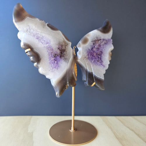 Amethyst & Agate Butterfly Wings | On Stand