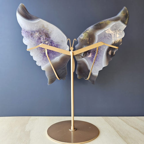 Amethyst & Agate Butterfly Wings | On Stand