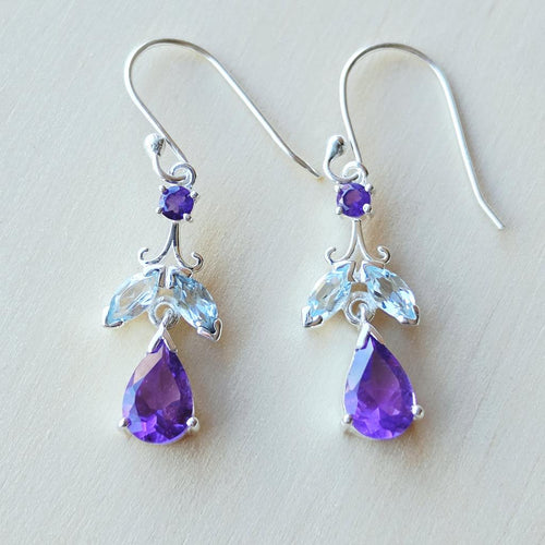 Amethyst & Blue Topaz Faceted Angel Earrings | Angelic Realm