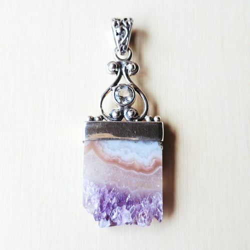 Amethyst & Prasiolite Druzy Pendant | Divine Balance