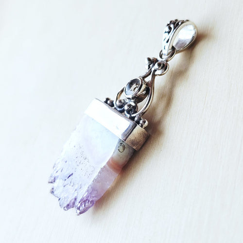 Amethyst & Prasiolite Druzy Pendant | Divine Balance
